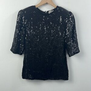Chance Encounters Vintage 100% Silk Sequin Beaded Top Classic 40s Womens Size S